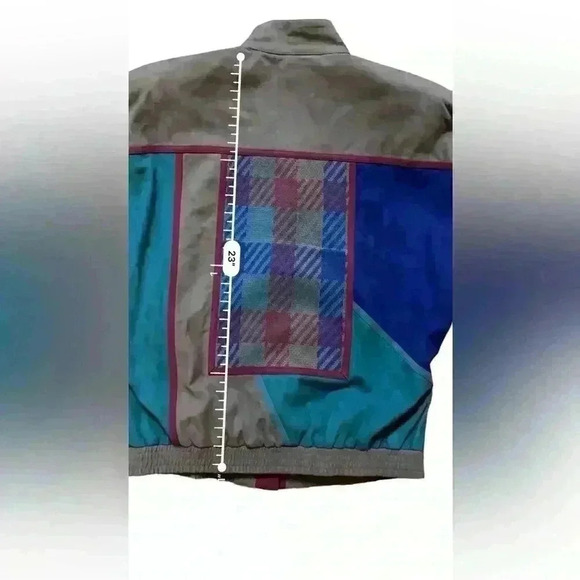 Vintage Ciao Ltd Plaid Sweater Gray Taupe Suede Dress Jacket 2 Piece Set Size 4 - Picture 11 of 16